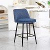Blue Linen Bar Height Swivel Bar Stool, Set of 2, 360° Swivel Upholstered Bar Stool - 3 of 3