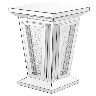 Clear Mirrored Crystal Diamond Square End Table