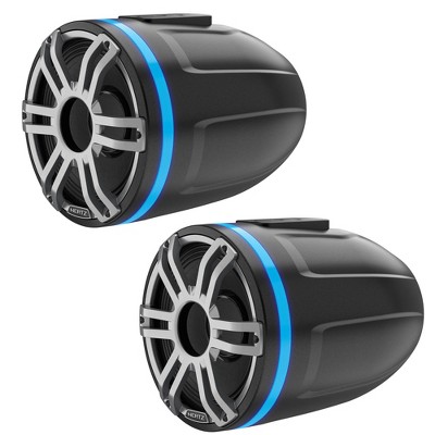 Hertz HTX-8H S-FL-G - Marine Tower Horn 8'' FLAT Black with Gray Sports Grille (Pair)