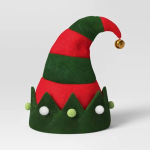 Striped Christmas Elf Costume Hat with Bell - Wondershop™ Red/Green - 1 of 3
