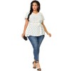 Women's Plus Size Short Sleeve V Neck Tie Waist Polka Dots Blouses - Agnes Orinda - 3 of 4