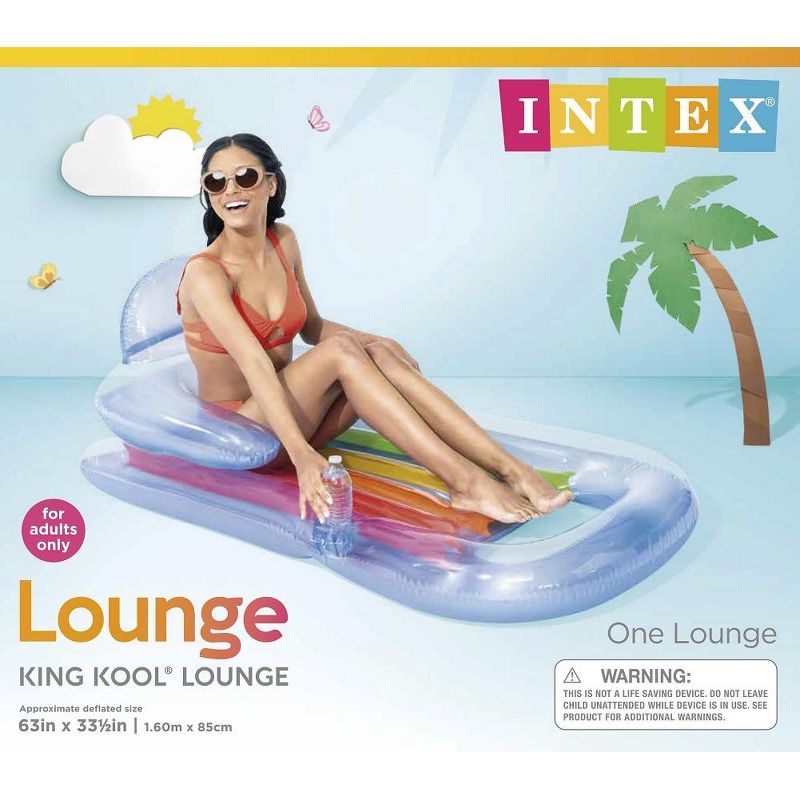 Intex 58802EP Inflatable King Kool Swimming Pool Lounge Raft Blue 2-Pack, 3 of 4