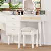 Makeup Vanity Set, with Charging Plug & USB Port and Stool, Dressing Table with 3 Storage Drawers and 1 Rectangular Rattan Drawer - 2 of 4