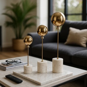 Decorative Balloon Statue Figurine with Marble Base for Home Decor - Minimalist Decorative Object for Shelf Styling and Living Room Decoration - 18" - 1 of 4