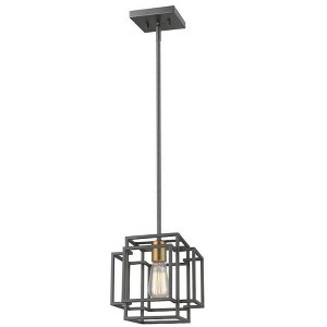 Titania 1-Light Mini Pendant - Steel, Dimmable, Damp Rated, 8.5" - Black/Brushed Nickel - 1 of 1