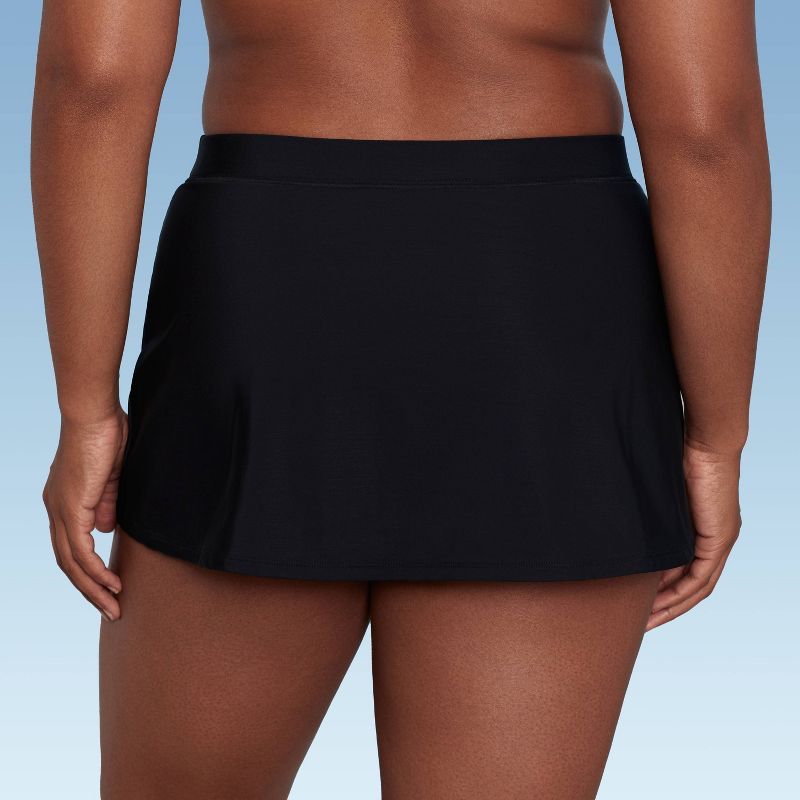Women's UPF 50 Split Swim Skirt - Aqua Green® Black, 5 of 9