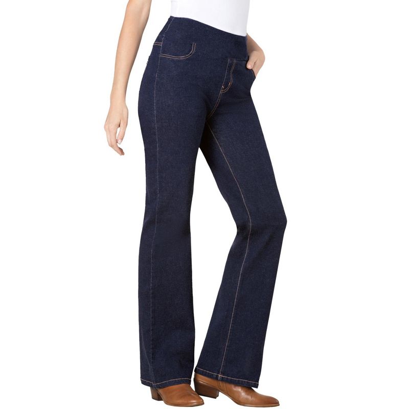 Woman Within Women's Plus Size Petite Flex-Fit Pull-On Bootcut Jean, 1 of 2