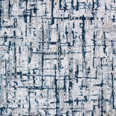 Quattro Blue and Gray Abstract Synthetic 5' x 7' Area Rug