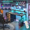 Itopfox Reversible Gaming Desk with LED Lights and Power Outlets, Home Office Desk with Monitor Stand, Computer Desk with Fabric Drawers - 4 of 4