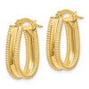 Black Bow Jewelry 5mm x 17mm(5/8 Inch) 14k Yellow Gold Polished & Textured U Shape Hoops - 2 of 4