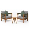 Christopher Knight Home Clifton 3 Piece Patio Rustic Acacia and Rope Slat Design Seating Set with Cushion - 2 of 4