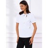 INSPIRE CHIC Women's Bow Tie Neck Solid Color Elastic Cuffs Elegant Office Short Sleeve Blouse - 2 of 4