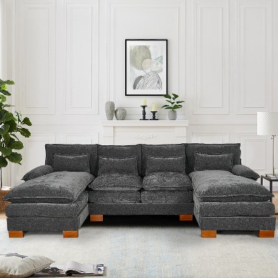 IULULU U-Shaped Sectional Sofa, 112.06'' Chenille Comfy 4-Seat Cloud Couch