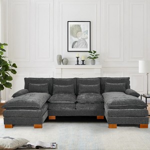 IULULU U-Shaped Sectional Sofa, 112.06'' Chenille Comfy 4-Seat Cloud Couch - 1 of 4