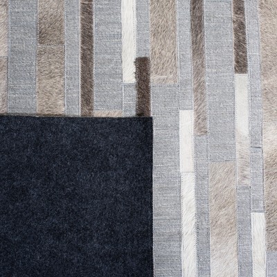 Geometric Hand-Knotted Gray Cowhide & Viscose Area Rug - 5'x8'