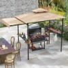 Tangkula 11 x 5 FT Grill BBQ Gazebo w/ Side Awning Double-Tiered Top 2 Side Shelves - 2 of 4