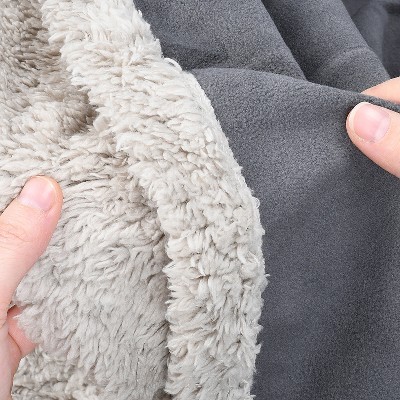 Large Gray Waterproof Reversible Pet Blanket with Sherpa