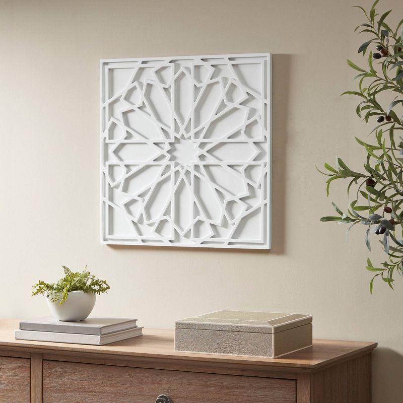 Boho Notion Square Carved Wall Panel White, 4 of 9