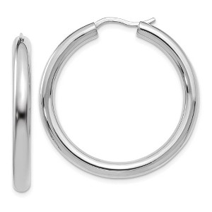 Black Bow Jewelry 3.5mm Round Tube Hoop Earrings in Sterling Silver, 33mm (1 1/4 in) - 1 of 4
