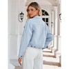 Women's Button Down Stretch Fitted Long Sleeve Cropped Denim Jacket Soft Denim Jean Jacket with Pockets Nashville Outfits - 2 of 4