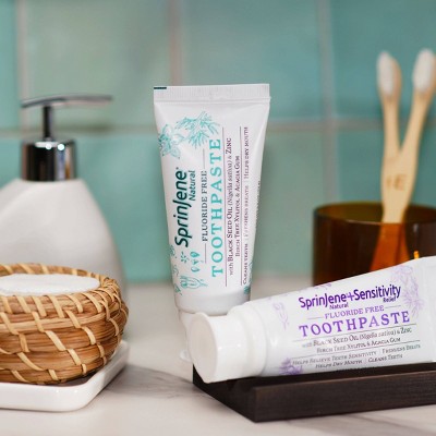 SprinJene Fluoride-Free Toothpaste - 3.5oz/2ct: Vegan, Dye-Free, Sodium Lauryl Sulfate-Free, Contains Xylitol