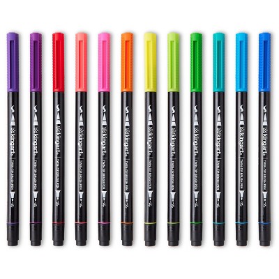 KINGART PRO Twin-Tip™ Brush Pens, 12 BRIGHT Colors
