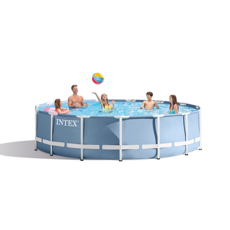 Intex 15 Feet x 48 Inches Prism Frame Swimming Pool Set w/ Ladder, Cover, & Pump, 1 of 4