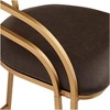 55 Downing Street Tanner Gold Metal Bar Stool 30" High Modern Brown Upholstered Fabric Cushion with Low Backrest Footrest for Kitchen Counter Height - 3 of 4