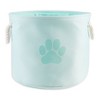 Bone Dry Collapsible Soft Round Pet Storage Bin Paw Print, Aqua, Medium - 4 of 4