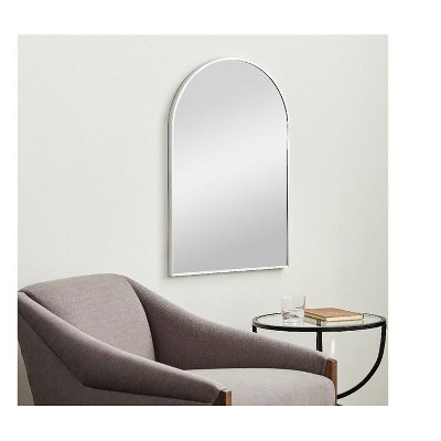 Yumi 35"H x 24"W Silver Aluminum Rectangular Wall Mirror