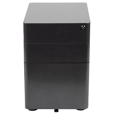 Black Steel 3-Drawer Mobile Locking Filing Cabinet