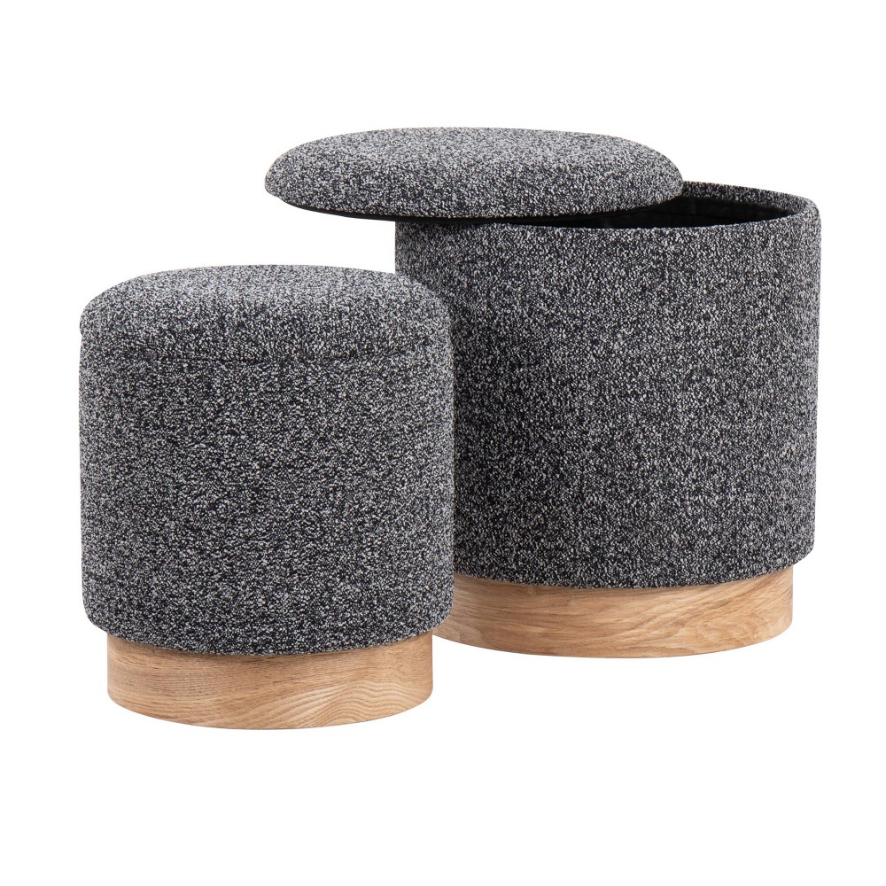 Marla Nesting Ottoman Set Black - LumiSource