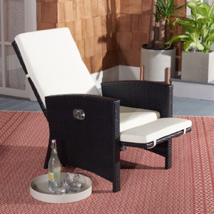 Herdla Recliner Chair Indoor/Outdoor - PAT9021 - Black/Beige - Safavieh - 1 of 4