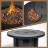 BAOURE 30-inch Black Round Propane Fire Pit Table, 50,000 BTU Outdoor Steel Fire Pit with Rattan Pattern & Hidden Tank Storage - 2 of 4