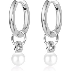 Asymmetrical Star & Pearl Drop Earrings: 14K Gold Plated on Sterling Silver - 1 of 4