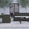 Merrick Lane 4 Piece Faux Rattan Patio Furniture Set with 2 Chairs and Sofa with Removable Beige Cushions and Table - 3 of 3