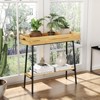 Bamboo and wood table with metal legs, suitable for storing items, plant flower racks - 2 of 4
