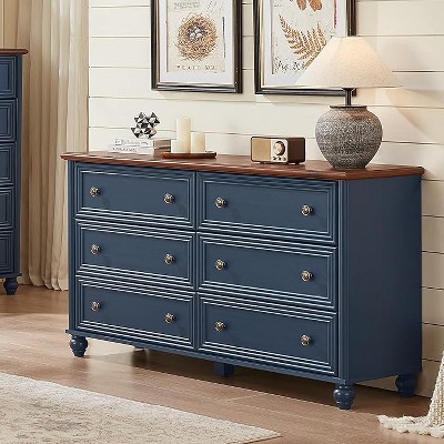 Gericco Dresser for Bedroom, Farmhouse 54" Wide Wood Dressers Chest of Drawers, Vintage Design TV Stand