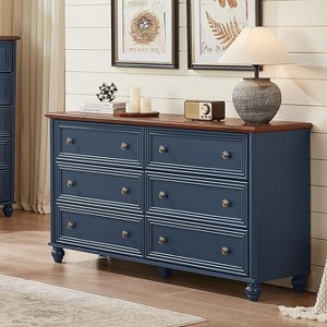 Gericco Dresser for Bedroom, Farmhouse 54" Wide Wood Dressers Chest of Drawers, Vintage Design TV Stand - 1 of 1