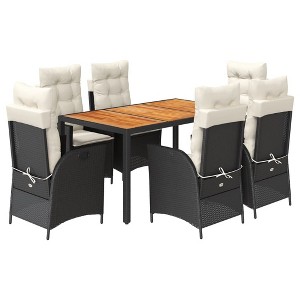 vidaXL Garden Dining Set Black, Cream White - 1 of 4