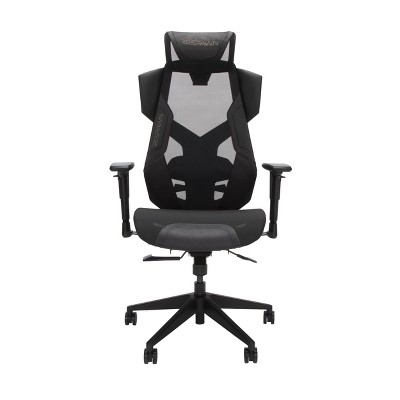 Black Mesh Gaming Chair with Lumbar Support and Adjustable Headrest