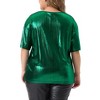 Agnes Orinda Women's Plus Size Christmas Metallic Holographic Concert Carnival Party Blouses - 4 of 4