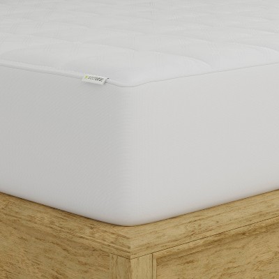 Queen White Polyester Temperature Balancing Mattress Pad