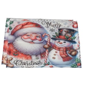 Unique Bargains Christmas Place Mats Flax Pink White 11.8"x17.7" 2 Pcs - 1 of 4