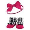 Hudson Baby Infant Girl Headband and Socks Giftset, Black Pink, One Size - 4 of 4