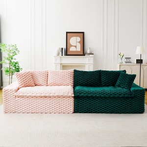 VASIP Luxury Color-Block Turtle Velvet Modular Sofa, Flexible Arrangeable Design for Single Row, Side-by-Side or Facing Layout ,for Living Room - 1 of 4