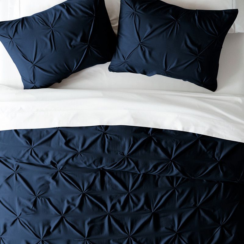Pinch Pleat Textured  3PC Duvet Cover & Shams Set, Pintuck Design, Ultra Soft, Easy Care - Becky Cameron, 3 of 13
