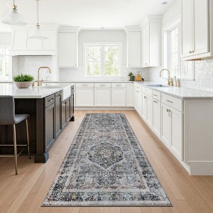 Delara Machine Washable Area Rug, Soft & Durable, Non-Slip Rug for High Traffic Areas, Soft Gray Blue - 1 of 4