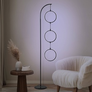 Brightech Nova RGB Modern Dimmable (Includes LED Light Bulb) Arc Floor Lamp Matte Black - 1 of 4