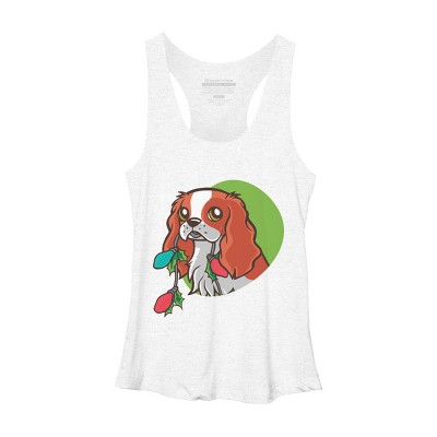 Women's Design By Humans Super Cute Dog Paws Print Christmas Tree T-Shirt By rasok Racerback Tank Top